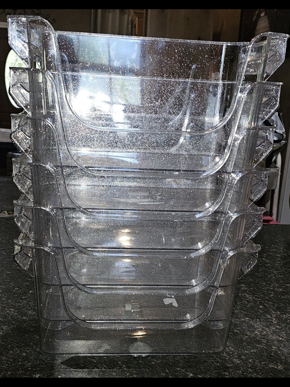 Glitter Clear Stackable Storage Bins - Set of 6